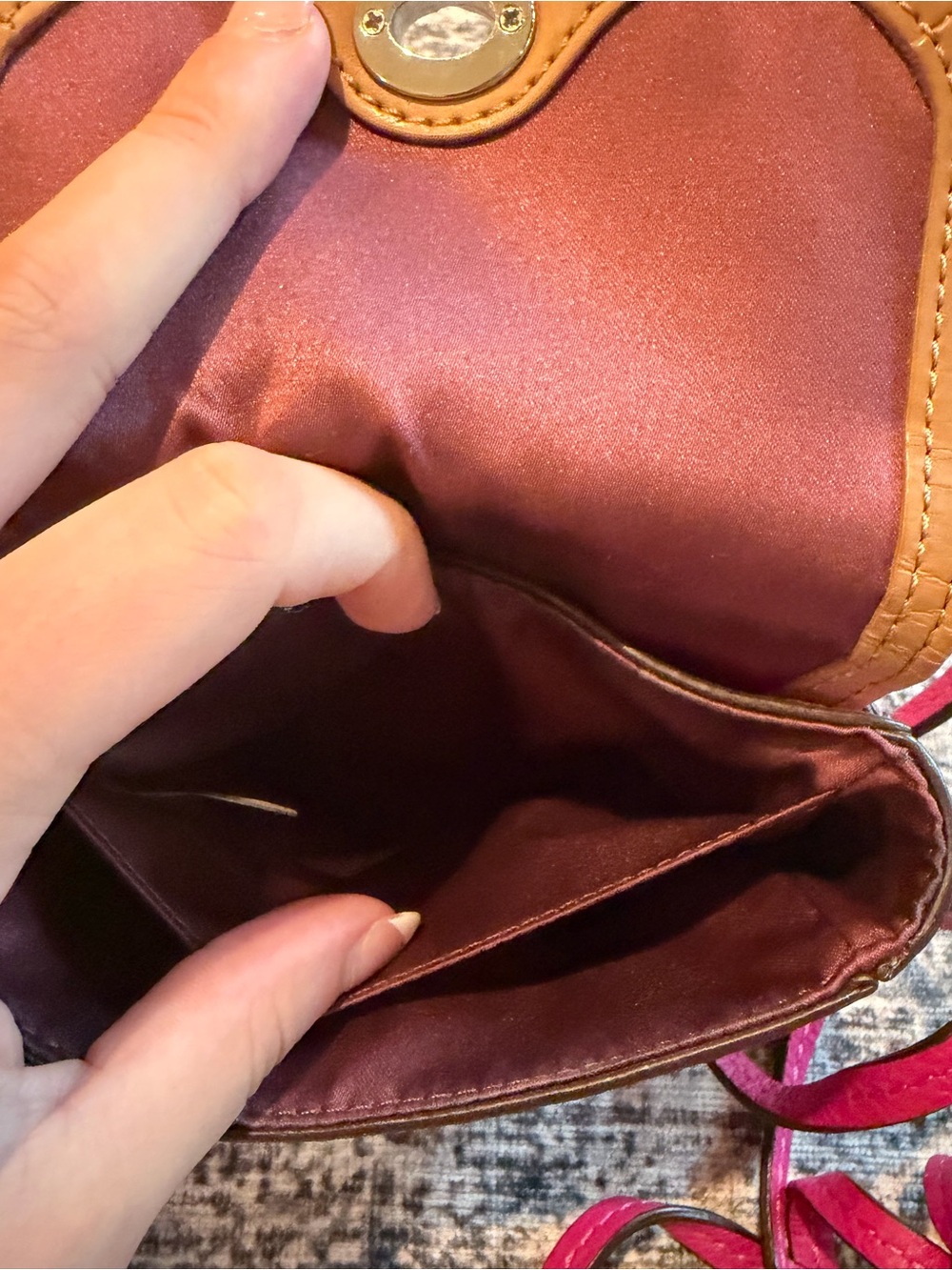 Coach Pebbled Leather Crossbody in Hot Pink - Picture 6 of 8